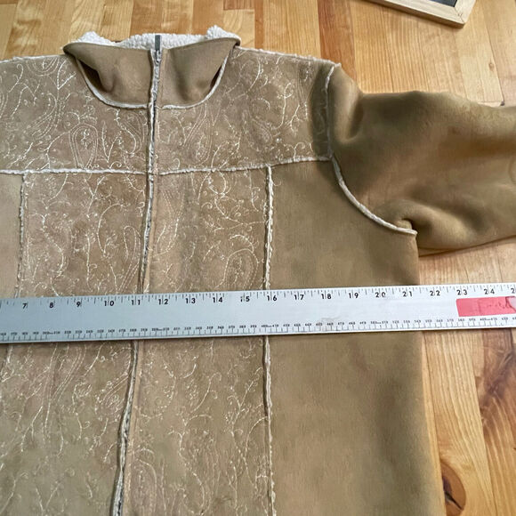 Ralph Lauren Jacket Brown Floral Embroidered Polyester Women Large EUC - Picture 11 of 13